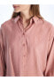 LCW Modest Düz Uzun Kollu Oversize Kadın Gömlek Tunik