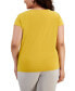 Plus Size Stretch Knit Short-Sleeve Cowl-Neck Top