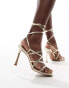 ASOS DESIGN Native strappy heeled sandals in gold