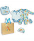 Baby Boys and Girls Aqua Safari Layette Gift in Mesh Bag, 5 Piece Set