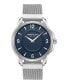 ფოტო #2 პროდუქტის Men's Quartz Classic Silver-Tone Stainless Steel and Blue Silicone Watch 42mm Gift Set, 2 Pieces