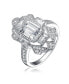 Exquisite Sterling Silver Rhodium-Plated Cubic Zirconia Cocktail Ring