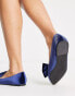 ASOS DESIGN Lake bow pointed ballet flats in navy velvet