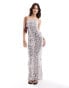 Фото #1 товара Bershka bandeau bodycon maxi dress in snakeskin print