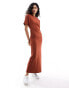 Фото #4 товара ASOS DESIGN crew neck midaxi t-shirt dress with ruched sides in rust