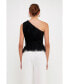 Фото #2 товара Women's One Shoulder Shirred Tulle Top