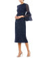 ფოტო #1 პროდუქტის Women's Fully Sequined Ruffle Tiered 3/4 Sleeve Midi Dress