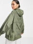 ASOS DESIGN Petite overhead rain jacket in khaki