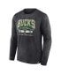 Фото #3 товара Men's Heather Charcoal Distressed Milwaukee Bucks Front Court Press Snow Wash Long Sleeve T-shirt