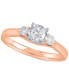 ფოტო #1 პროდუქტის Diamond Three Stone Engagement Ring (1/2 ct. t.w.) in 10k Rose Gold