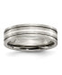 Фото #1 товара Titanium Brushed Sterling Silver Inlay Grooved Band Ring