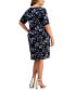 Фото #2 товара Plus Size Floral-Print Faux-Wrap Dress