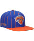 ფოტო #2 პროდუქტის Men's Blue, Orange New York Knicks Hardwood Classics Pinstripe Snapback Hat