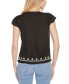 Women's Boho Embroidered Square Neck Top