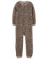 Kid 1-Piece Cheetah Print Fleece Footless Pajamas 4