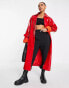 Фото #6 товара Missguided vinyl formal coat with faux fur cuff in red