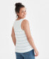 Фото #2 товара Women's Striped Linen-Cotton Sleeveless Top, Created for Macy's