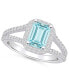 Фото #1 товара Aquamarine (1-3/8 ct. t.w.) and Diamond (1/2 ct. t.w.) Halo Ring in 14K White Gold