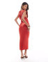 ASOS DESIGN asymmetric high neck minimal midi dress in red