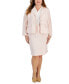 Plus Size Tonal-Check-Print 3-Button Skirt Suit