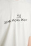 Jean Michel Basquiat Oversize Fit Bisiklet Yaka Sırt Baskılı Kısa Kollu Tişört A9427ax23hs