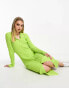 Фото #8 товара Monki rib knit polo maxi dress in green