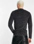 Фото #2 товара ASOS DESIGN skinny long sleeve t-shirt in black and silver stripe texture