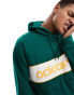 adidas Originals linear logo hoodie in dark green and yellow