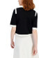 ფოტო #2 პროდუქტის Women's Contrast-Trim Short-Sleeve Cardigan