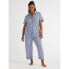 Фото #1 товара 2-Pcs Joyspun Knit Notch Collar Top & Capri Pajama Set Women's Medium Multicolor