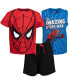 ფოტო #1 პროდუქტის Boys Avengers Spider-Man T-Shirt French Terry Tank Top and Shorts 3 Piece Outfit Set Red/Black/Blue