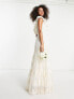 Y.A.S – Bridal – Vintage-Maxikleid aus cremeweißer Spitze mit One-Shoulder-Träger