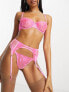 Фото #3 товара ASOS DESIGN Nina sheer floral lace tanga thong with picot trim in pink