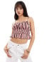 Wednesday's Girl striped tie shoulder cami top in pink Rosa gestreift, XL - фото #1