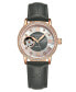 ფოტო #1 პროდუქტის Women's Automatic Gray Alligator Embossed Genuine Leather Strap Watch 34mm