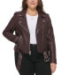 Фото #4 товара Plus Size Faux Leather Belted Motorcycle Jacket