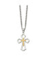 ფოტო #3 პროდუქტის Brushed Yellow IP-plated Cross Pendant Curb Chain Necklace