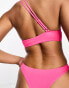 Фото #4 товара ASOS DESIGN one shoulder asymmetric cut out swimsuit in neon pink