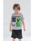 Boys Creeper Skeleton Zombie Enderman Graphic T-Shirt and Mesh Shorts Outfit Set to Серо-черный, 5 - фото #2