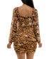 Juniors' Printed Ruched Bodycon Dress