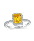 ფოტო #6 პროდუქტის Timeless Classic Cubic Zirconia Art Deco Style 2-5 CTW Halo CZ Statement Princess Rectangle Emerald Cut Engagement Ring For Women Sterling Silver