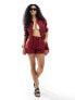 Фото #1 товара Esmee linen beach short co-ord in berry red