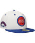 Men's White/Blue Detroit Pistons Throwback 2Tone 59FIFTY Fitted Hat White blue, 7 3/8 - фото #1