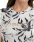 Фото #3 товара Women's Short Sleeve Botanical Print T-Shirt with Rhinestones