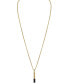 Gold-Tone & Black IP Stainless Steel Black Spinel Pendant Necklace, 24" + 2" extender
