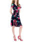 Фото #1 товара Petite Printed Tied-Side Fit & Flare Dress