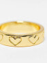 ASOS DESIGN 14k gold plated ring with engraved heart design