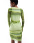 Calvin Klein Jeans illuminated mesh dress in green multi