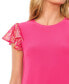 Women's Mixed-Media Flutter-Sleeve Knit Top