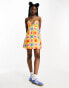 Фото #3 товара COLLUSION mini printed satin summer slip dress in multi